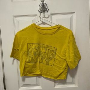 Yellow Cactus Cropped Tee
